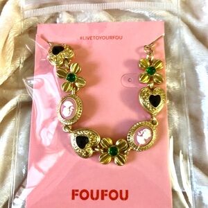 Gold and Green Floral Charm Bracelet